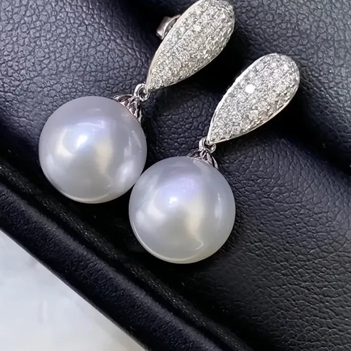 Elegant Women Dangle Earrings Simulated Pearl Cubic Zirconia Drop Jewelry