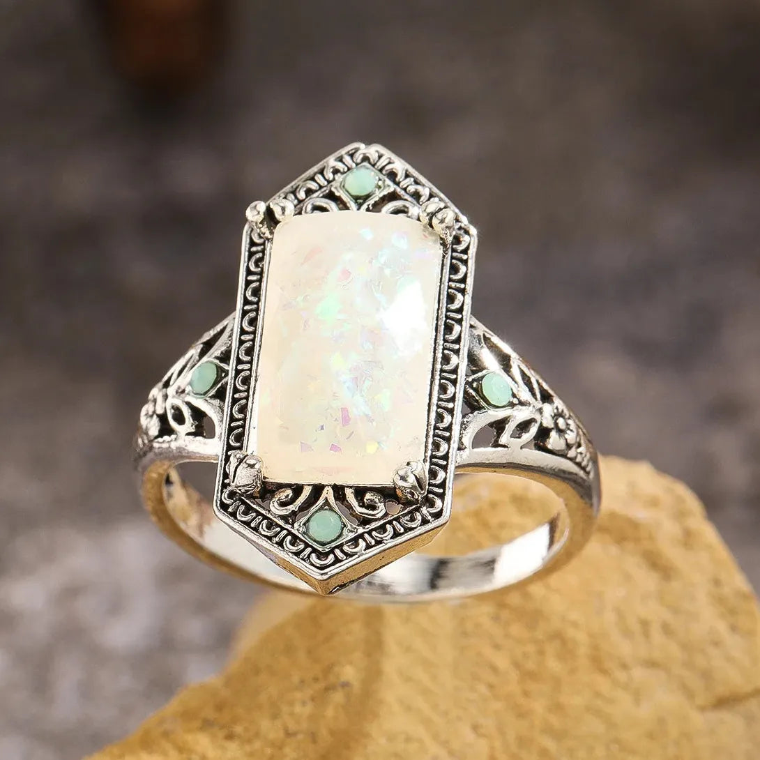 Vintage-Inspired Square Cut Cubic Zirconia Ring Zinc Alloy for Men Women