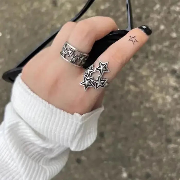 2024 Gothic Star Cocktail Ring Unisex Punk Cross Jewelry Gift
