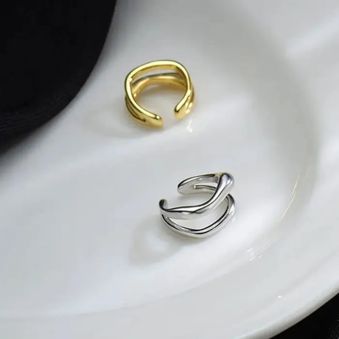 Zinc Alloy Non-Piercing Double Layer Ear Cuff Clip Earring Women Y2K