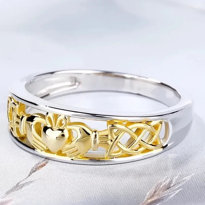 Two-Tone Brass Geometric Rings for Women – Wedding & Party Jewelry