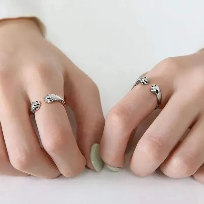 Cat Paw Print Ring Cute Simple Jewelry Gift for Women Girls Animal Lover