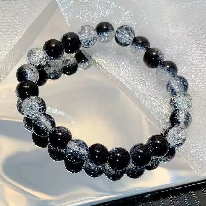 8MM Handmade Elastic Glass Beads Bracelet Minimalist Round Bangle Gift Jewelry