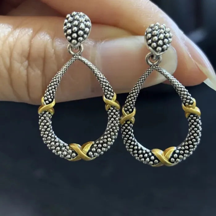 Retro Fashion Oval Drop Earrings for Women Zinc Alloy Geometric Jewelry Gift