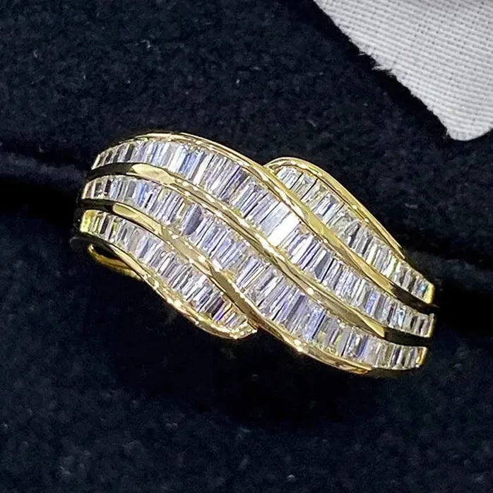 Luxury Gold Silver Zirconia Wedding Band Ring for Women Engagement Jewelry