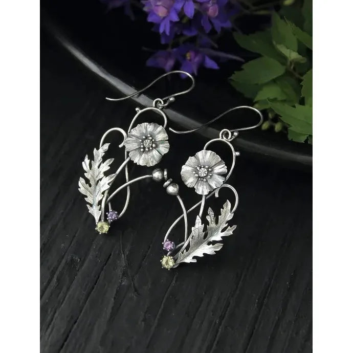 Vintage Zinc Alloy Leaf Drop Earrings with Red Stone Inlay for Women