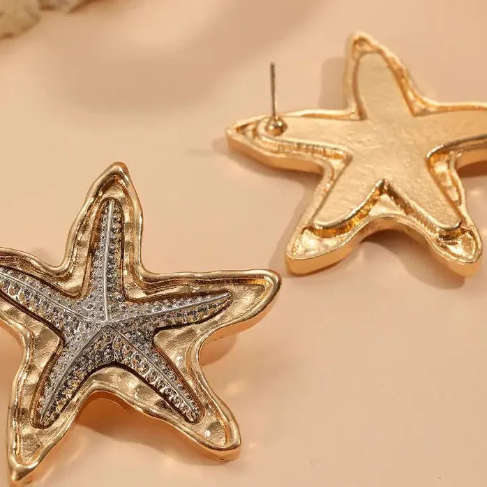 Exaggerated Ocean Starfish Double-Layer Bohemian Drop Earrings for Women