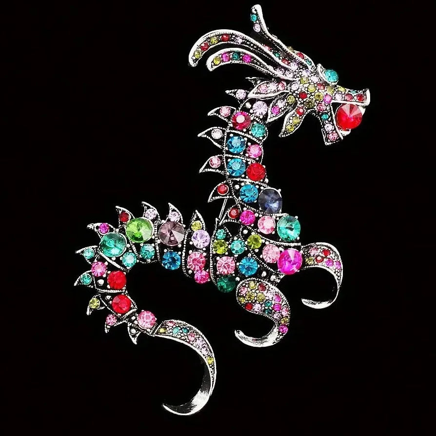 Vintage Chinese Dragonfly Dragon Brooch Pin Classic Jewelry Gift