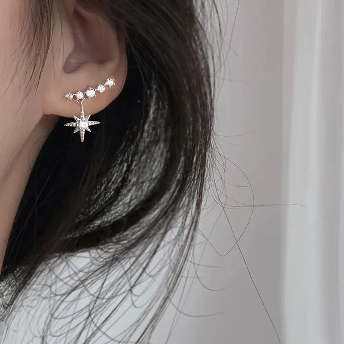 Y2K Geometric Drop Rhinestone Stud Earrings for Women Zinc Alloy Jewelry