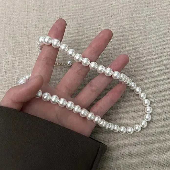 Vintage White Imitation Pearl Chain Choker Necklace for Women Gift Jewelry