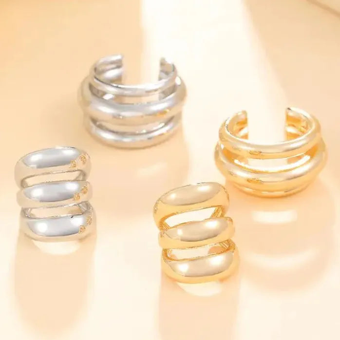 Vintage Asymmetry Round Cartilage Fake Piercing Copper Ear Clips Women Jewelry