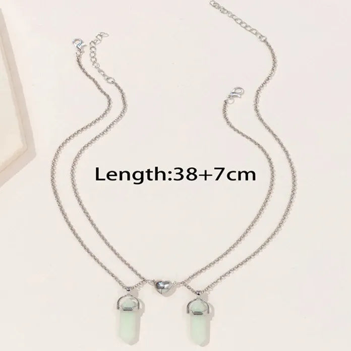2026 Luminous Hexagonal Heart Magnetic Couple Necklace Zinc Alloy Jewelry