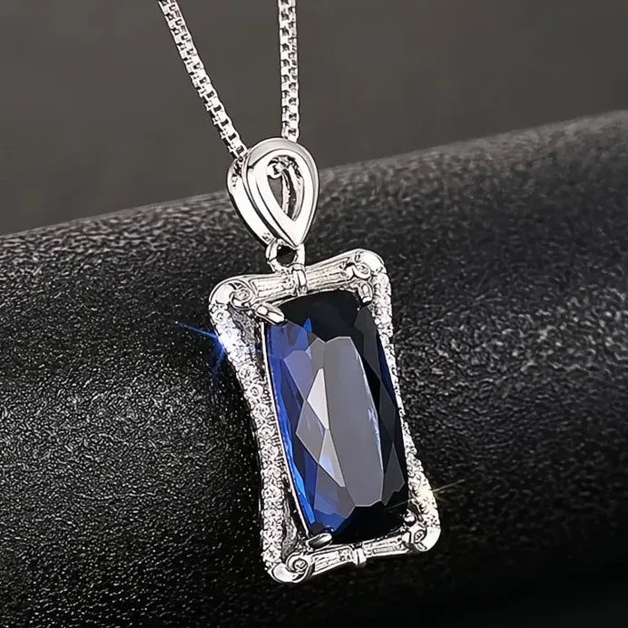 Trendy Brass Cubic Zirconia Geometric Pendant Necklace with Box Chain