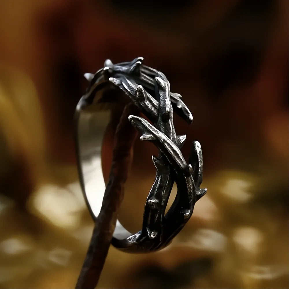 316L Stainless Steel Jesus Crown of Thorns Ring Unisex Vintage Black Jewelry