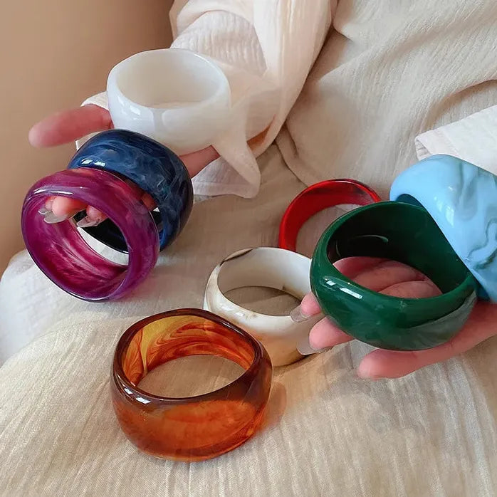 Acrylic Irregular Geometric Wide-Face Bangles for Women Fashion Jewelry Bracelet