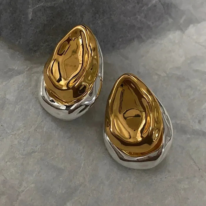 Vintage Stainless Steel Geometric Droplet Stud Earrings for Women