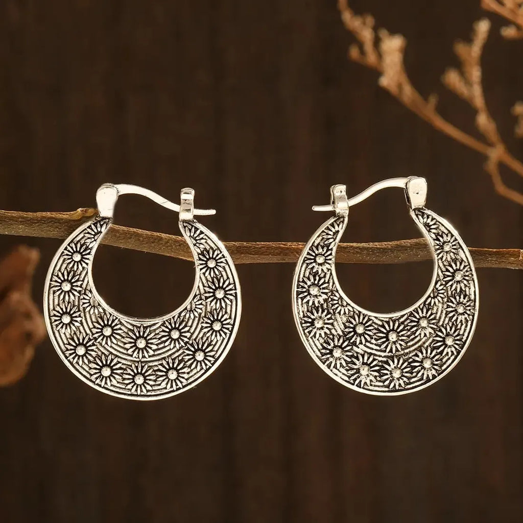 Vintage Geometric Carving Zinc Alloy Drop Earrings for Women Party Wedding Gift