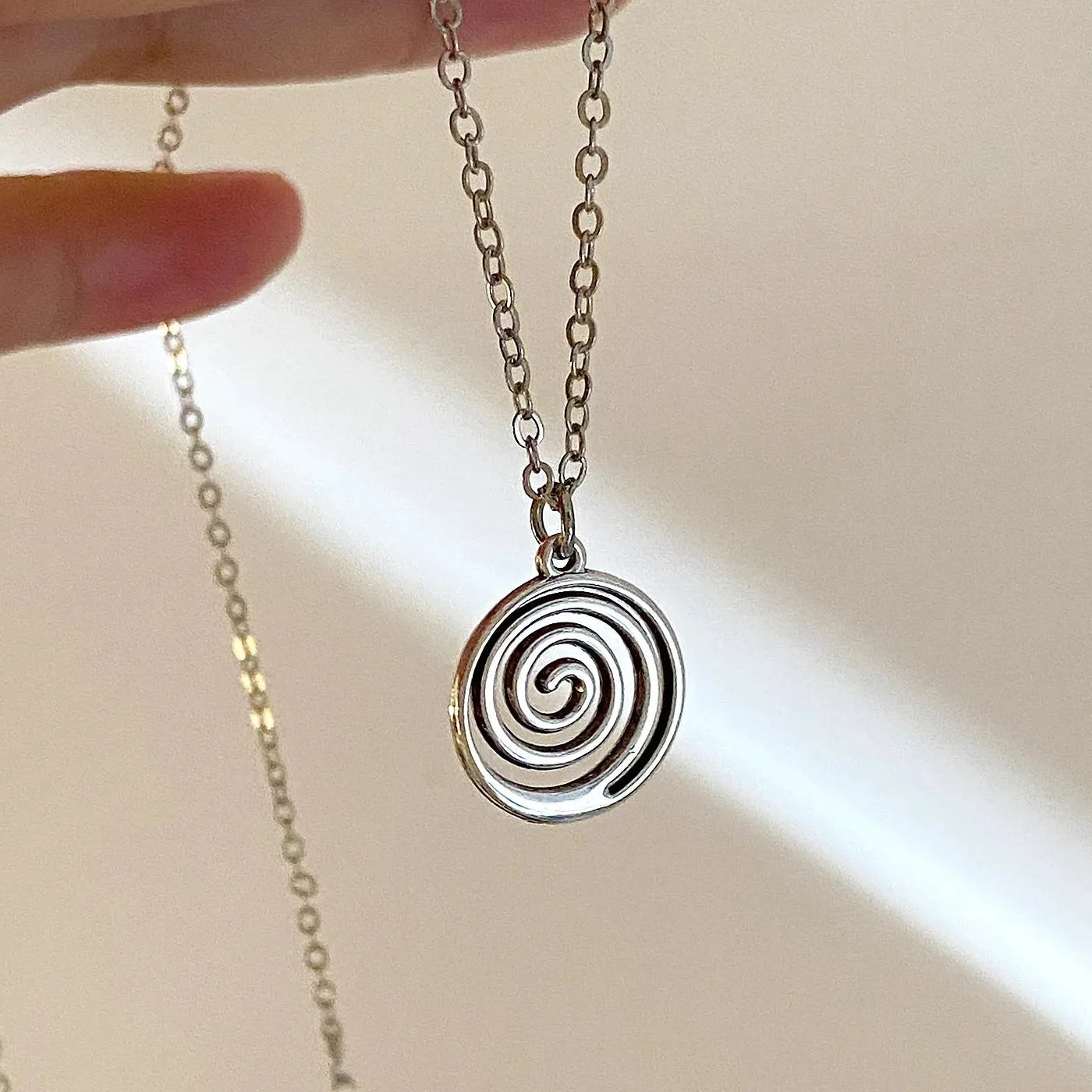 Vintage Spiral Vortex Pentagram Necklace & Earrings Zinc Alloy Boho Y2K Jewelry