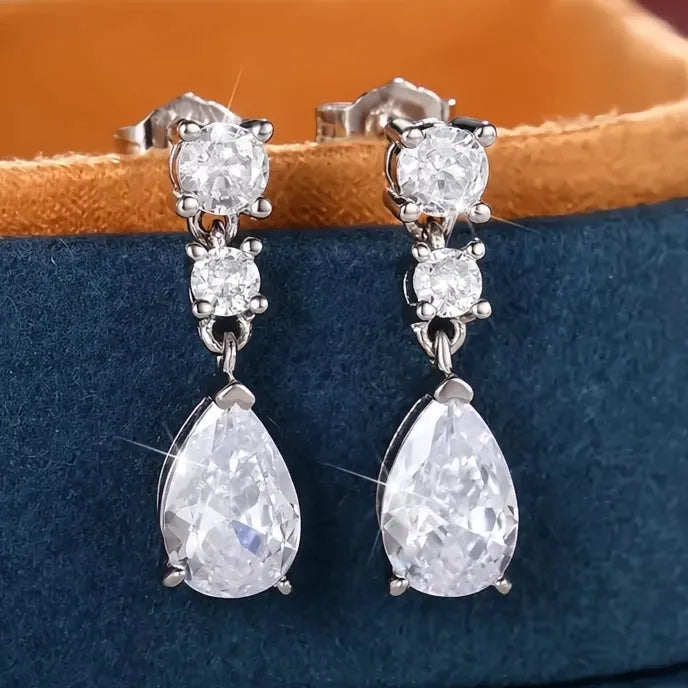 Elegant Women's Geometric Drop Earrings Copper Alloy Cubic Zirconia Fashion Jewelry