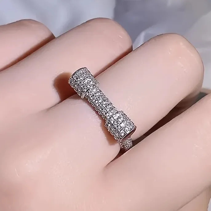 Women’s Brass Geometric Ring with Cubic Zirconia Luxury Statement Jewelry