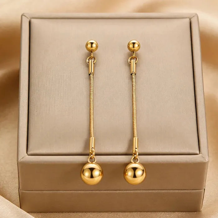 Minimalist Stainless Steel Ball Drop Earrings for Women Vintage Gift