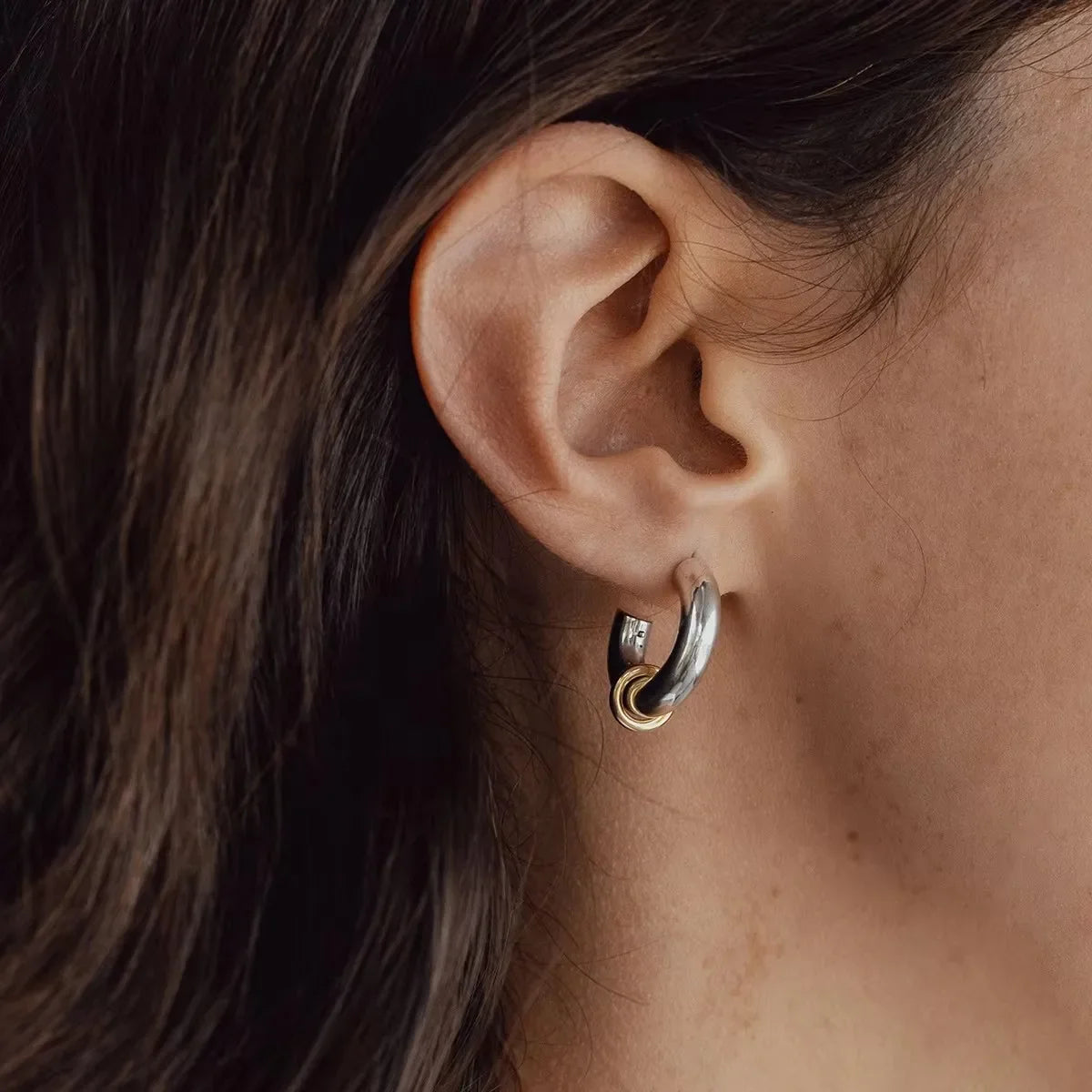 Waterproof C Shape Hoop Earrings for Women Stainless Steel Gold Plated Rings