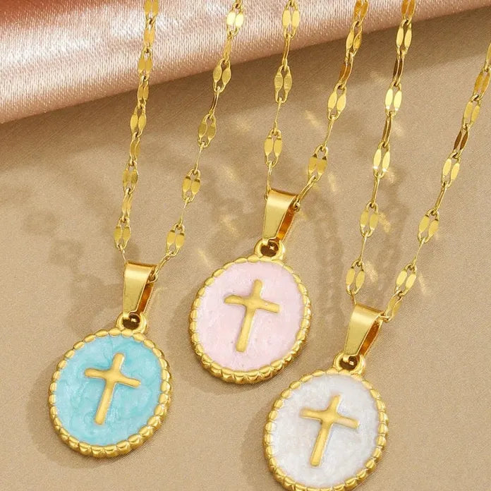 Cross Pendant Necklace for Women Girls Minimalist Geometric Charm Jewelry