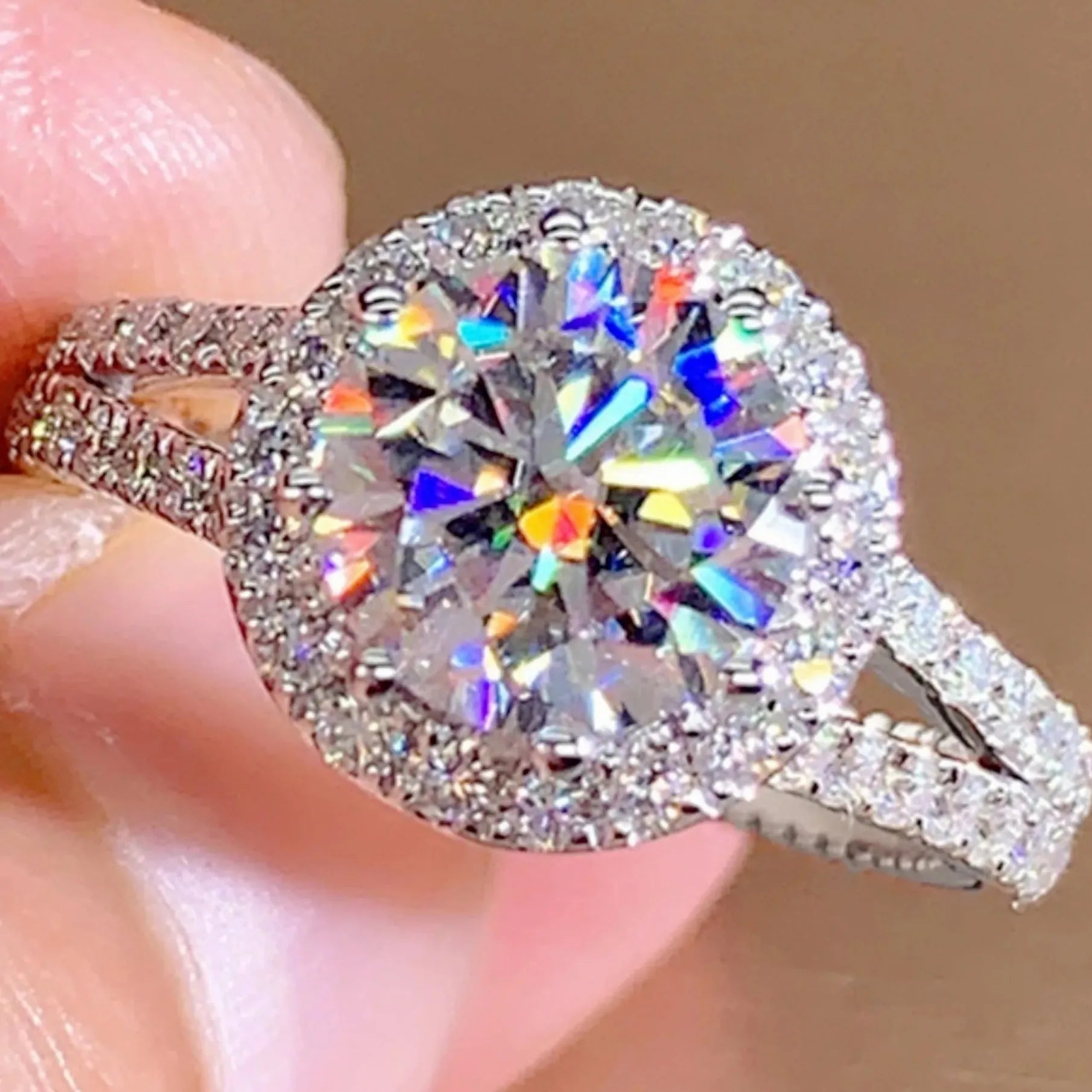 Classic Gold Color Metal Women Ring White Zircon Bridal Proposal Wedding Gift