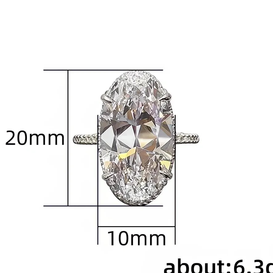 Luxury Oval Cubic Zirconia Wedding Engagement Ring for Women in Silver Brass