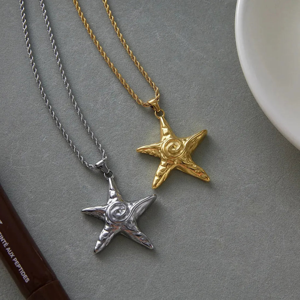 Stainless Steel Punk Lava Starfish Pendant Necklace Gothic Choker Gift Women