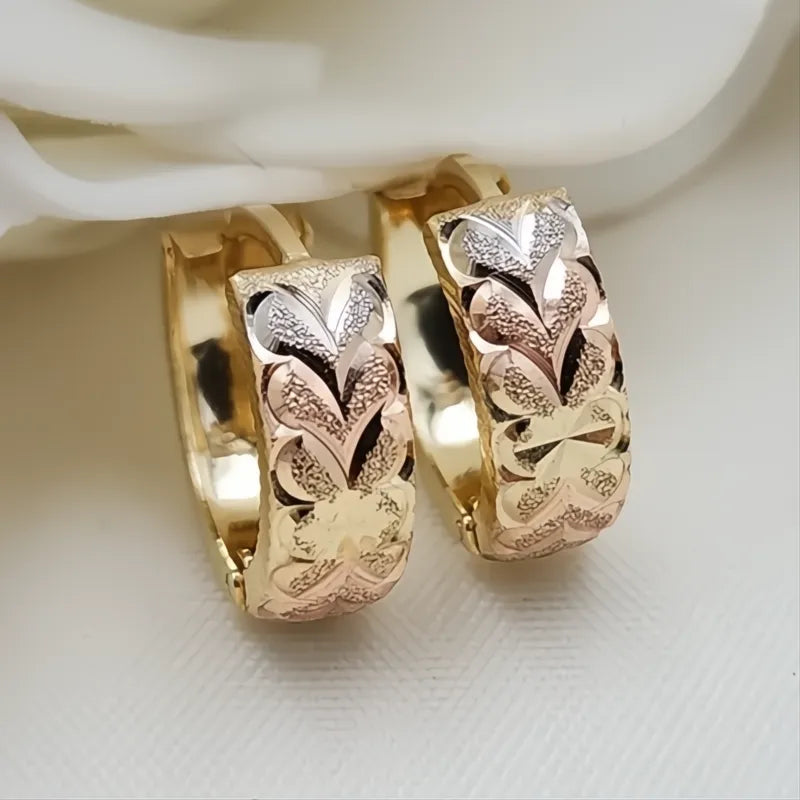 Unique Design Hollow Out Irregular Gold Color Hoop Earrings for Women Cubic Zirconia Fashion Jewelry