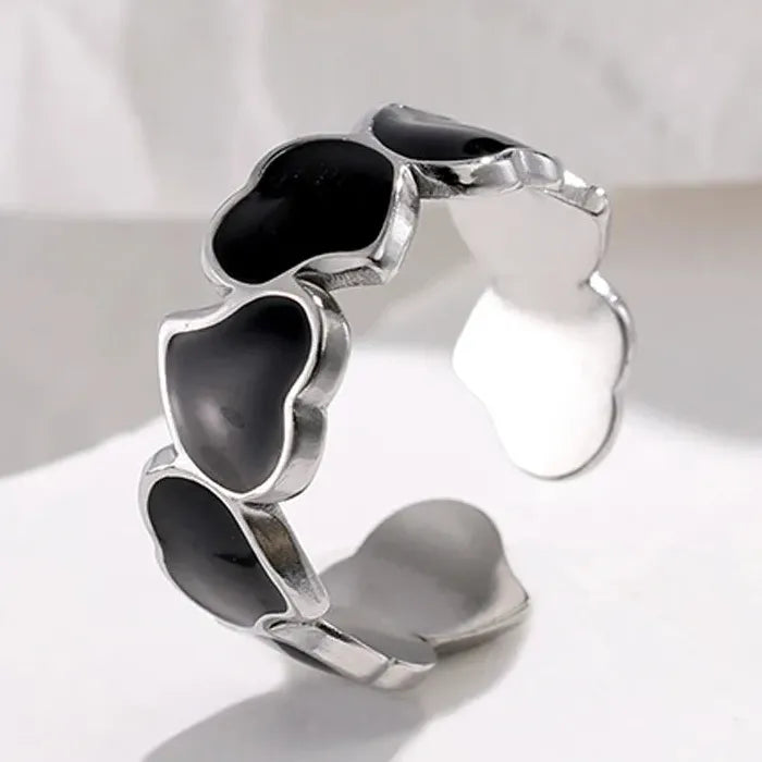 Adjustable Vintage White Dripping Oil Geometric Ring for Women 2023 Trendy Jewelry