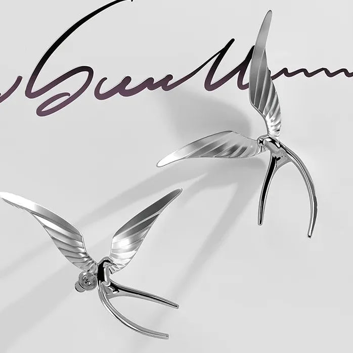 2024 Swallow Stud Earrings Copper Alloy Hip Hop Rock Jewelry Gift for Men Women