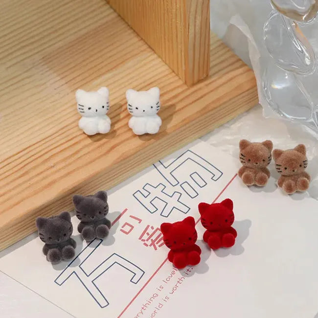 Resin Geometric Cat Stud Earrings Cute Japan Korea Cartoon Jewelry Gifts