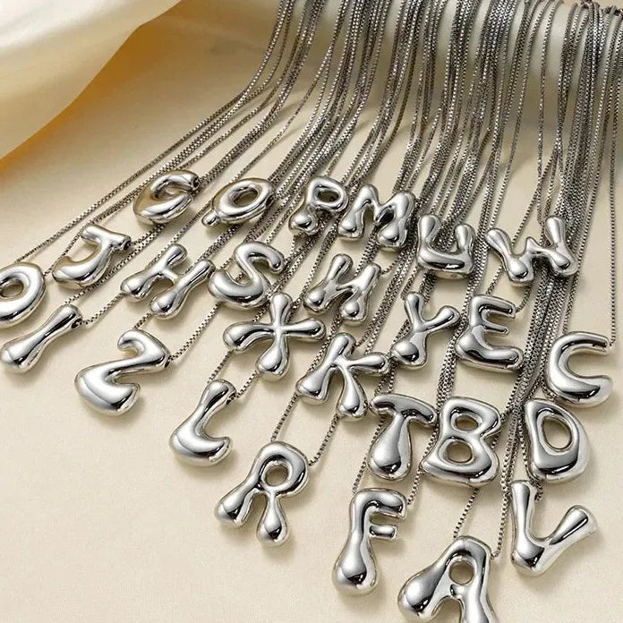 18K Gold Plated A-Z Initial Necklace Silver Balloon Alphabet Choker Gift