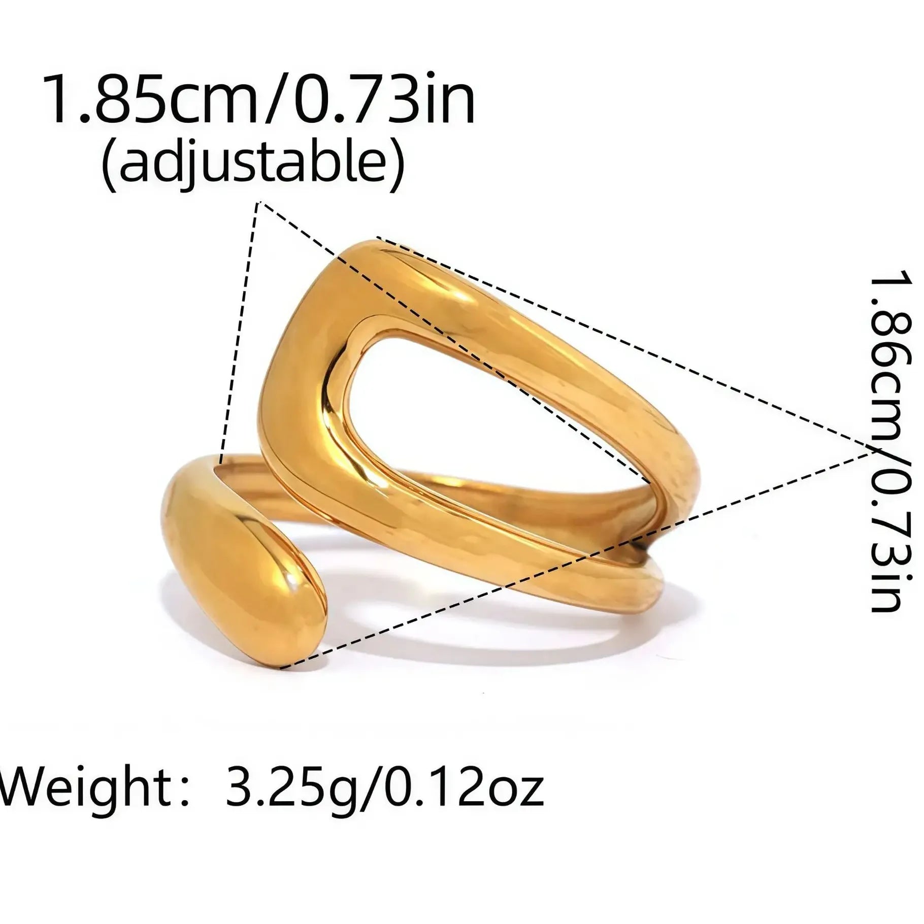 Vintage Stainless Steel U-Shaped Water Droplet Ring Minimalist Cocktail Jewelry