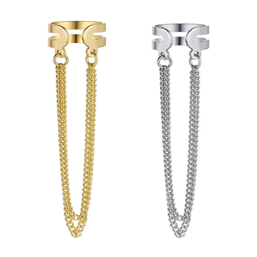 Silver Long Tassel Clip-On Earrings for Women Zinc Alloy No Piercing