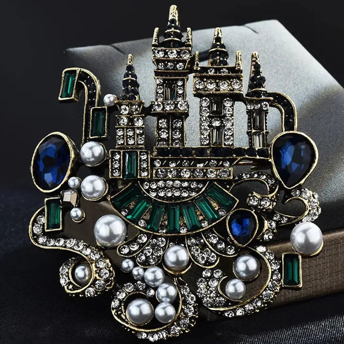 Classic Castle Brooch Pin Elegant Wedding Gift for Men and Women