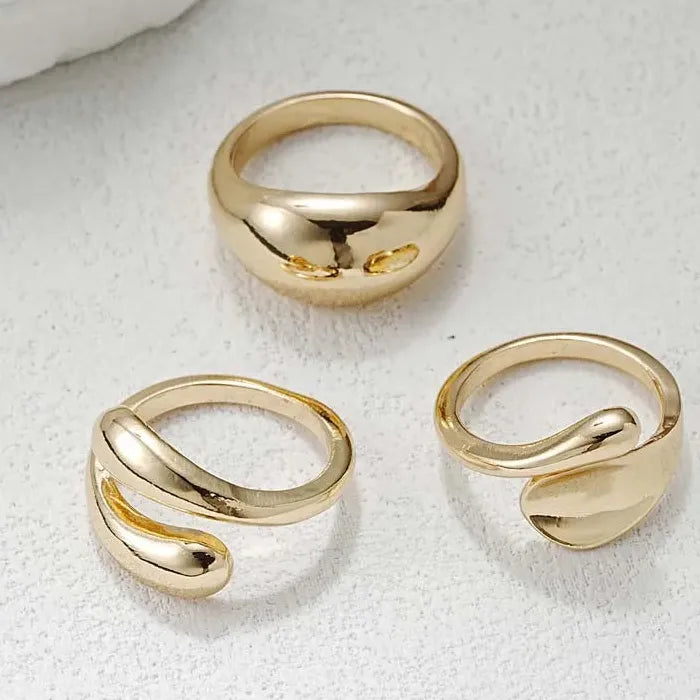 Gold Geometric Open Rings Set for Women Trendy Fashion Jewelry Stackable