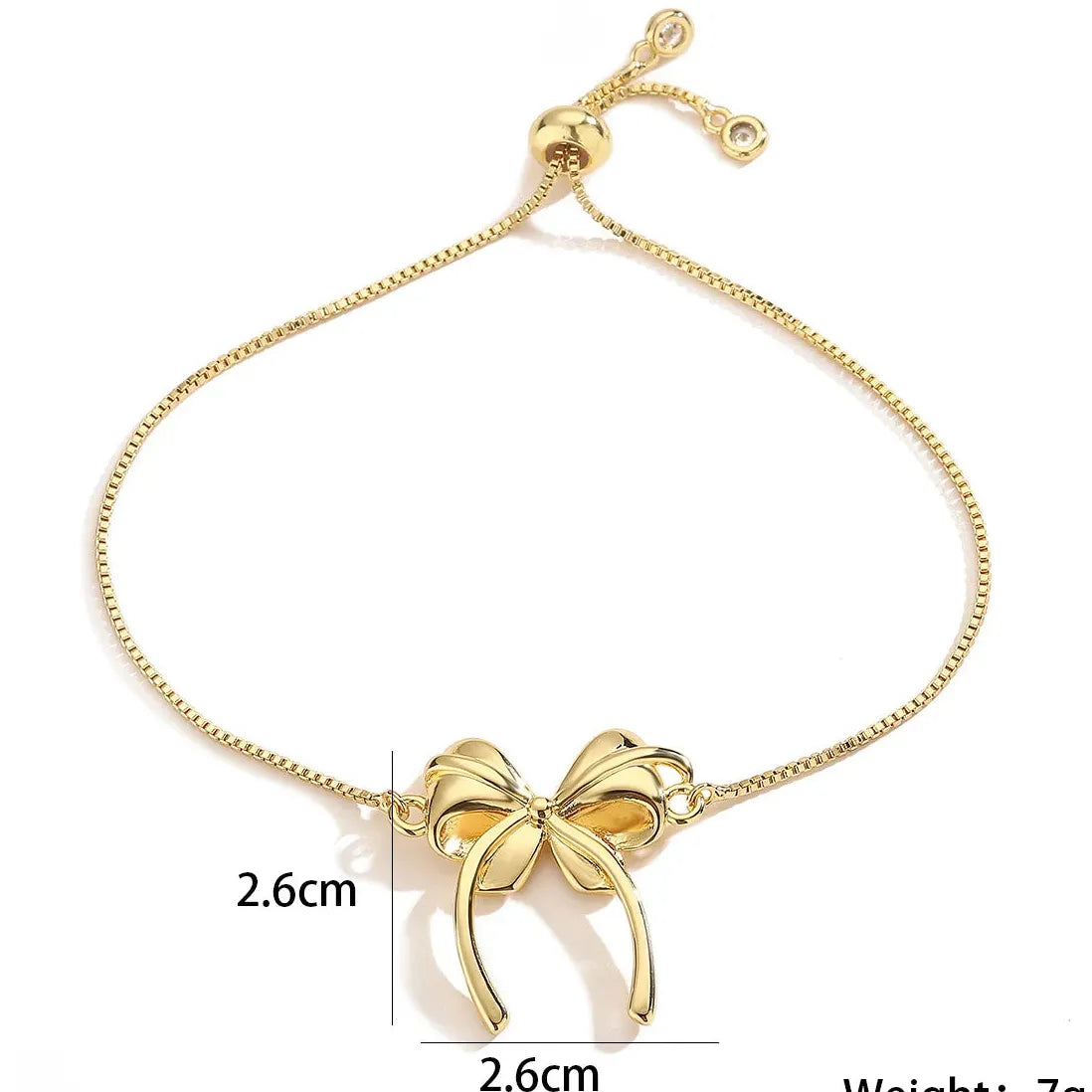 Adjustable Stainless Steel CZ Zircon Bowknot Bracelet for Women Girls Gift Jewelry