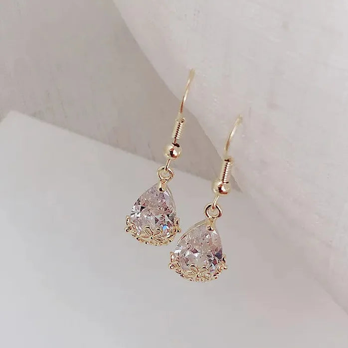 Luxury Crystal Flower Neo-Gothic Stud Earrings Stainless Steel Women Jewelry Gift