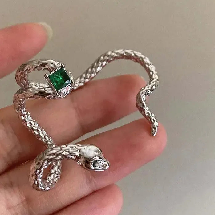 Hiphop Punk Snake Shaped Silver Clip-On Ear Cuff Earring for Women Jewelry