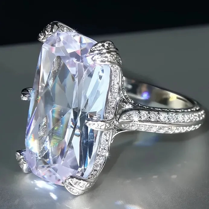 Large Cubic Zirconia Wedding Ring for Women Delicate Brilliant Jewelry
