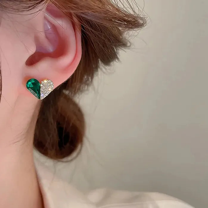 Personalized Heart Stud Earrings for Women Crystal Jewelry Charm Gift