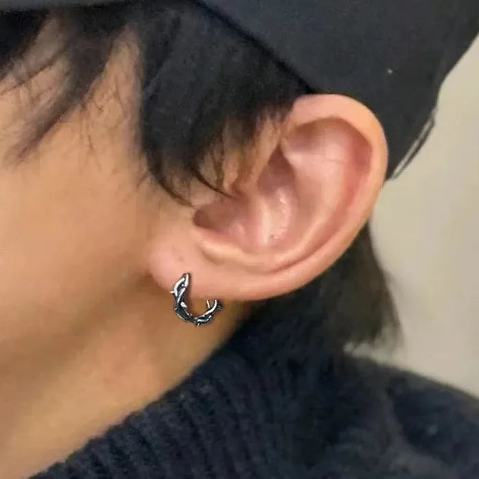 Hiphop Punk Thorn Hoop Earrings for Men Women Cartilage Tragus Gift