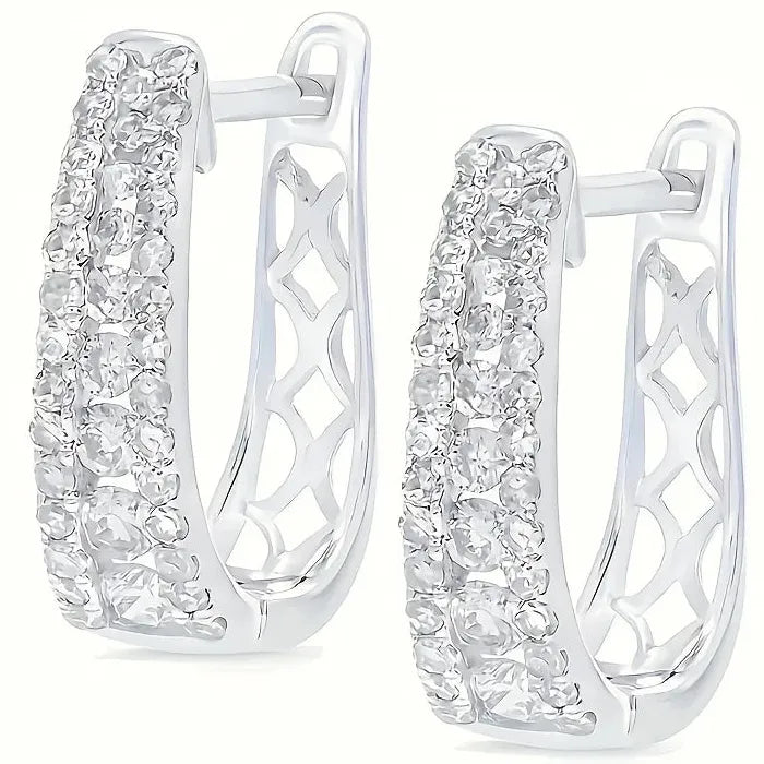 Cubic Zirconia U-Shaped Drop Earrings Zinc Alloy for Women Daily Wear