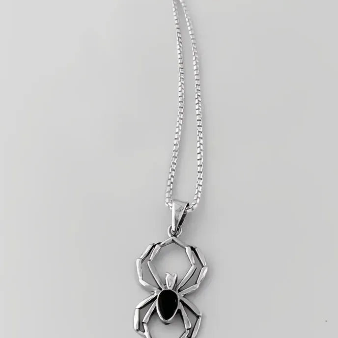 Spider Pendant Necklace for Women Girls, Acrylic Brass Geometric Y2K Silver Chain