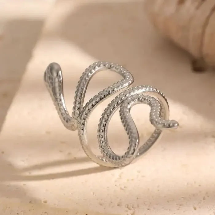 Stainless Steel Serpentine Open Ring Hip-Hop Jewelry for Men Women