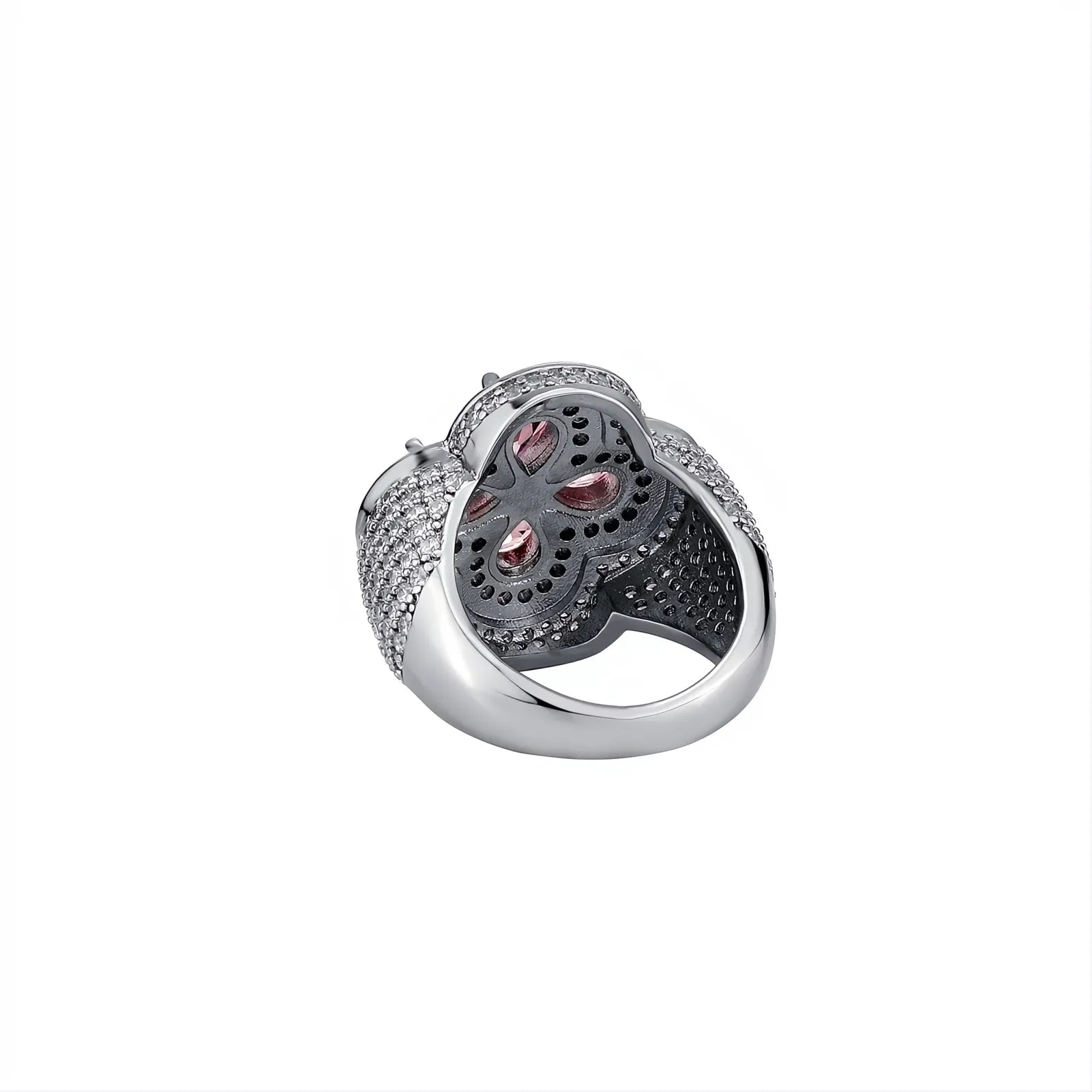 Iced Out Colorful Four Leaf Flower Ring Micro Pave CZ Bling Men Women Jewelry