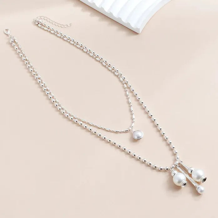 Adjustable Luxury Pearl Geometric Pendant Necklace for Women Gift